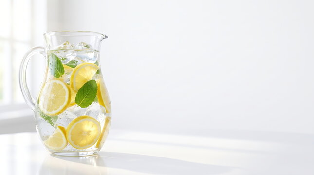 Refreshing lemon water hydration banner for wellness and health