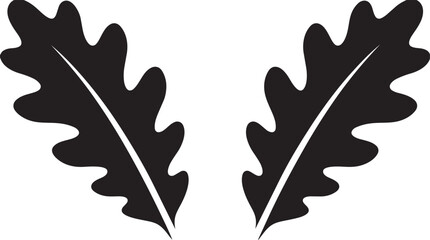 Fototapeta premium Two black oak tree leaves silhouette icon vector illustration