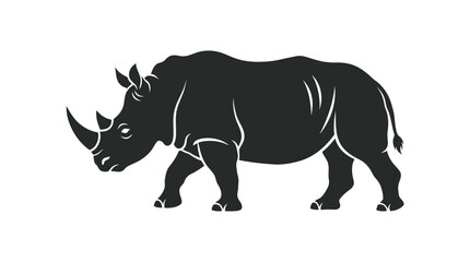 Fototapeta premium Black Rhinoceros Walking Side View Profile.