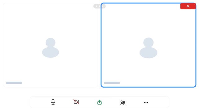 Online video conference interface showing participants with generic avatars and control buttons