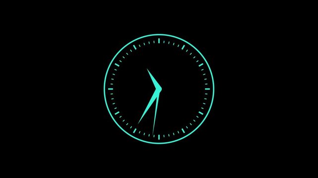 Stylish Isolated Countdown Analog Clock Animation with Minimalist Design for Dynamic Time Display