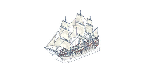 Tall Ship Vector Illustration © set