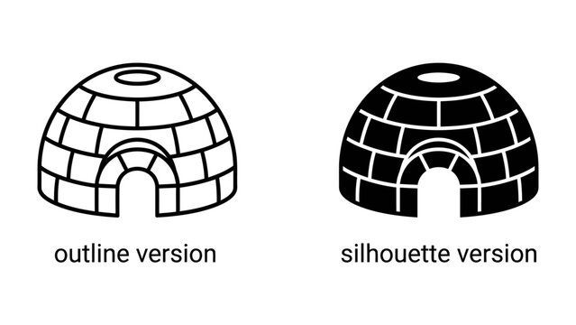 Igloo Icons: A set of two igloo icons, one in outline and one in silhouette, representing an arctic dwelling.