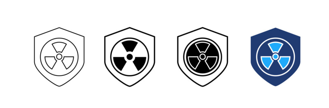 Radiation protection icon vector set. Nuclear safety illustration sign collection. Shield protection symbol