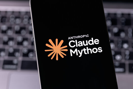 Claude Mythos by Anthropic mobile logo app on a screen iPhone smartphone. Claude is a family of large language models developed by Anthropic. Batumi, Georgia - June 12, 2026