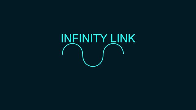 Infinity link animated text and sine wave on dark animation 4k background, connection motion