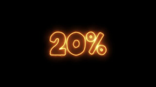 Glowing orange 20 percent sign