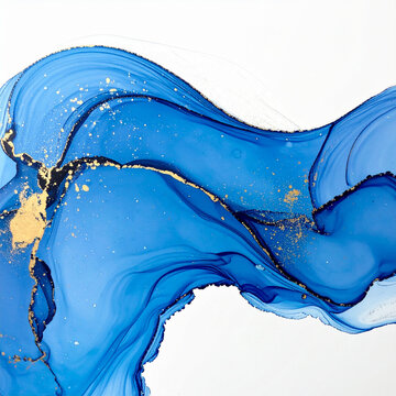 Blue and gold alcohol ink abstract background