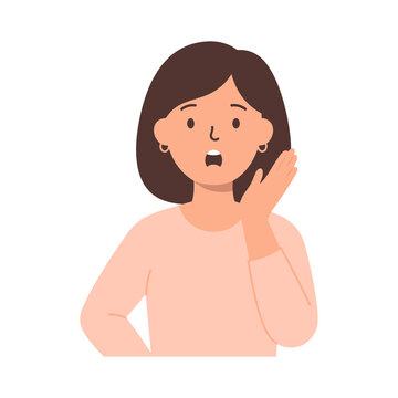 Shocked Surprised Woman Face Open Mouth Vector Illustration Flat Cartoon Design