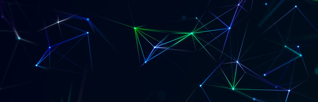 Abstract digital connection dots. Technology background. Network connection structure. Plexus effect. 3d rendering