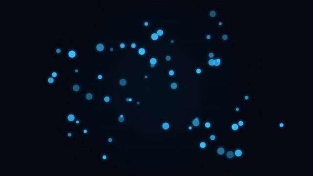 Animated dot scatter plot forming data patterns. Digital particles visualizing big data.