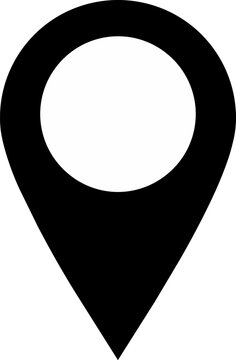 Map Pin Icon with Bold Silhouette Symbolizing Navigation, Location Tracking, Digital Mapping