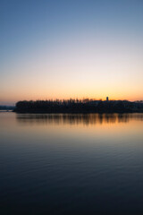 Fototapeta premium sunset over the river and Hope HuaiDa
