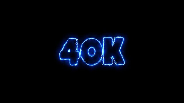 Blue glowing electric 40k text