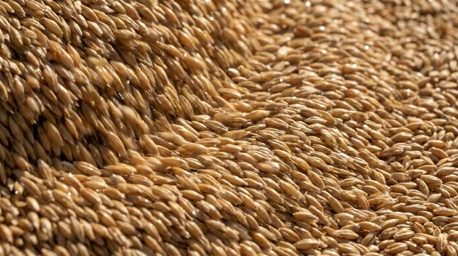 Golden Wheat Grains Pouring During Harvest in Warm Sunset Light