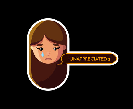 Unappreciated Sticker | Sad Designer Girl Cartoon Character