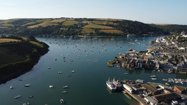 Aerial drone view of  Salcombe, South Devon, England
