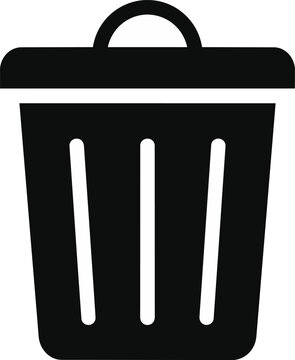 Trash Can Icon with Minimalist Silhouette Symbolizing Deletion, User Interface Design