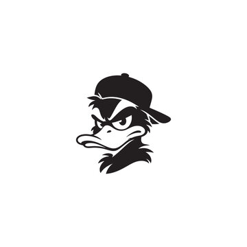 Angry Duck Mascot Head Silhouette