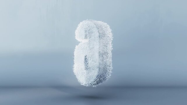 Three Dimensional Number Three Floating Over Blue Surface.