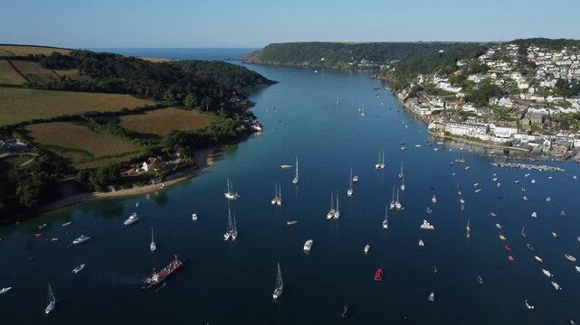 Aerial drone view of Salcombe Harbour, South Devon, England