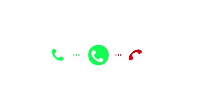 Incoming Call Accept and Decline Button Animation on White Background 4K