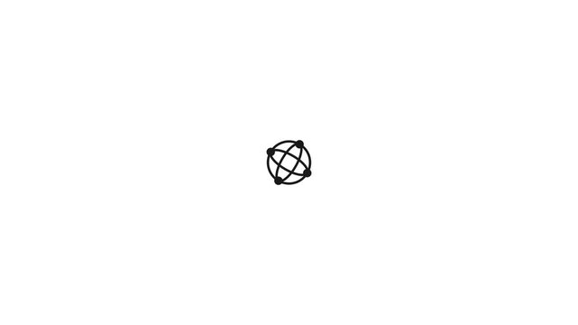 Minimalist Animated Wireframe Globe Rotating on White Background.