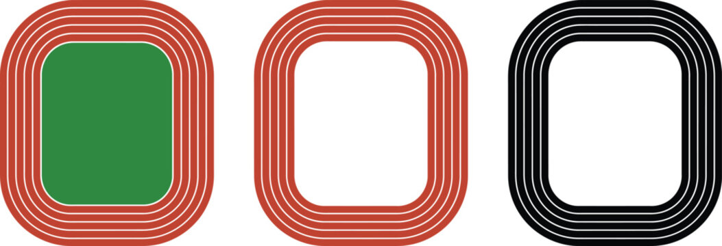 running track top view vector athletics stadium field sport lanes icon isolated on white background