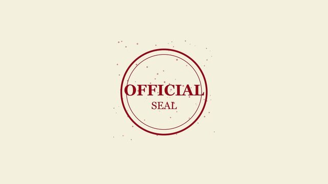 Official seal stamp animation with grunge particle effects for document authentication and certification 4k