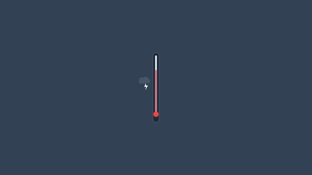 Minimalist Animated Thermometer Icon Showing Rising Temperature Levels.