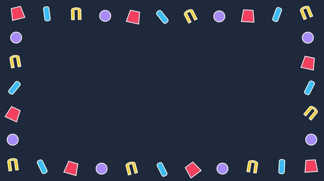 Abstract Memphis Style Geometric Pattern Frame Animation.