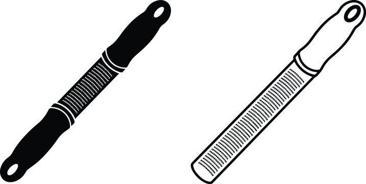 Two black and white of a kitchen zester grater tool for food preparation utensil