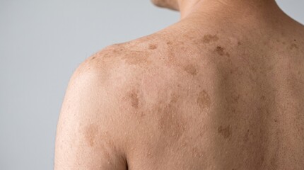 Fototapeta premium Tinea Versicolor Fungal Skin Patches on Shoulder Dermatology Awareness