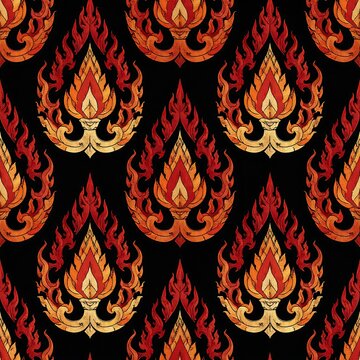 Traditional Thai traditional pattern with a spooky dark aesthetic