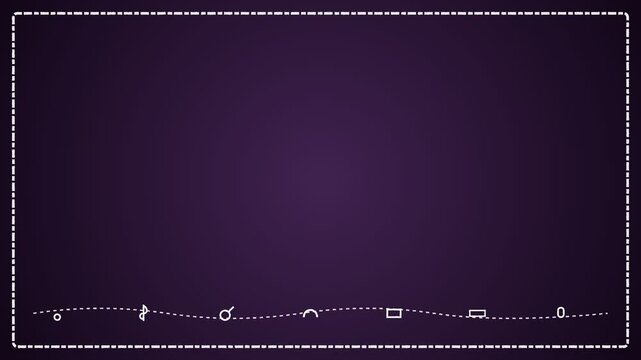 Abstract Purple Background with Decorative Dotted Border and Minimalist Line Art.