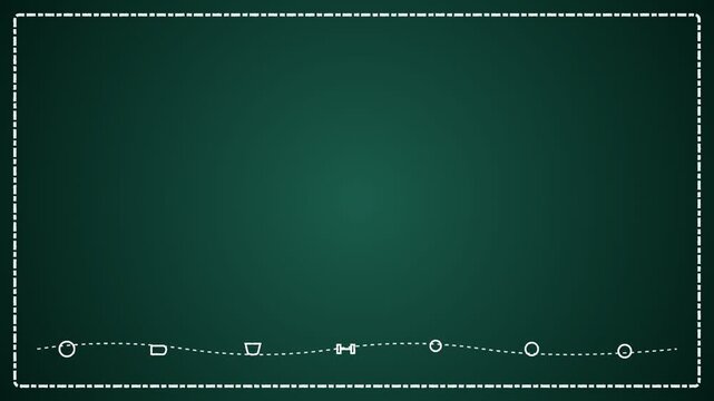 Dark Green Chalkboard Background with Decorative Dotted Border and Chalk Line.