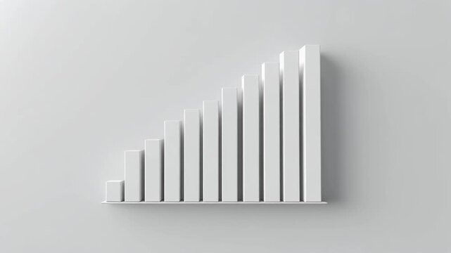 Dynamic bar chart animation on shelf, showing progressive growth and decline, representing business analytics, financial performance, and data visualization