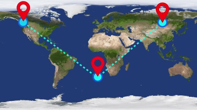 "Modern tourism and travel concept animation featuring a glowing location map pin appearing with high-quality 4K motion graphics, no text, no logo, no watermark."