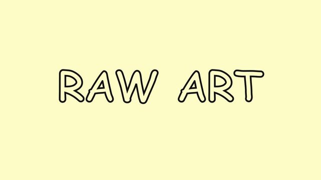 Raw text animation on minimalist pastel yellow 4k background, for creative projects, raw typography