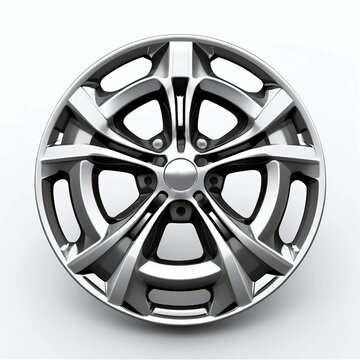 Usable car wheel hubcap isolated on a shadow-free white background. Clean automotive product photography with detailed design, ideal for catalogs, e-commerce, and vehicle accessory concepts.