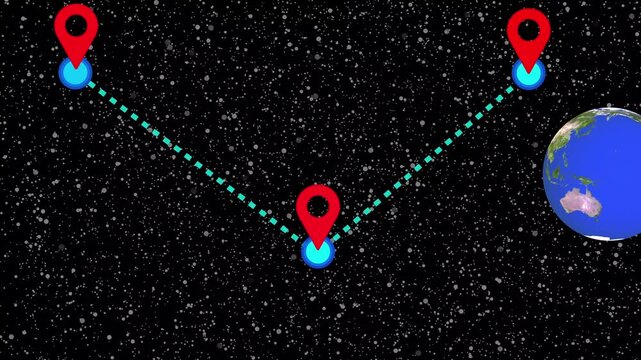 "Modern tourism and travel concept animation featuring a glowing location map pin appearing with high-quality 4K motion graphics, no text, no logo, no watermark."