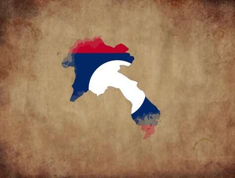 Laos map with the flag animation paper video 4K