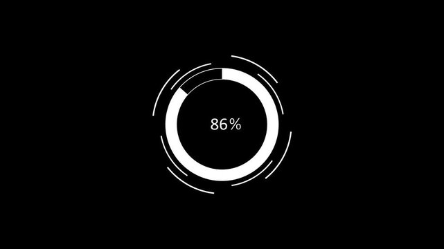 Minimal circular loading progress indicator showing percent modern digital ui design animation