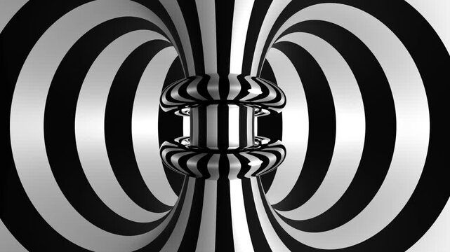 Slow Rotating Hypnotic Black and White Torus Optical Illusion Seamless Loop