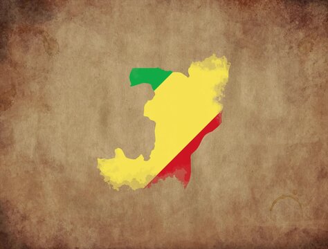 Republic of the Congo map with the flag animation paper video 4K