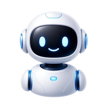 Smiling friendly robot with glowing eyes