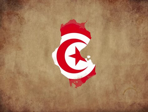Tunisia map with the flag animation paper video 4K