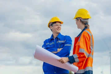 Engineer team working outdoors with safety Site survey inspection, Working together outdoor teamwork © Quality Stock Arts