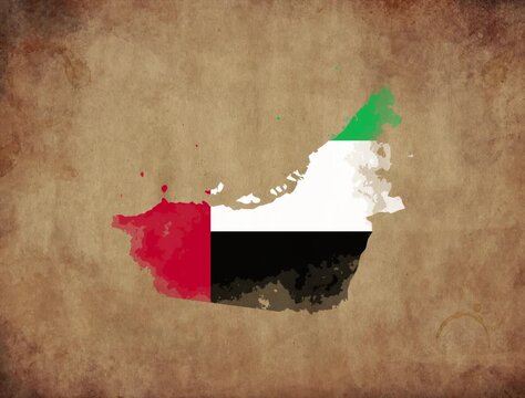 United Arab Emirates map with the flag animation paper video 4K