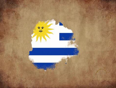 Uruguay map with the flag animation paper video 4K